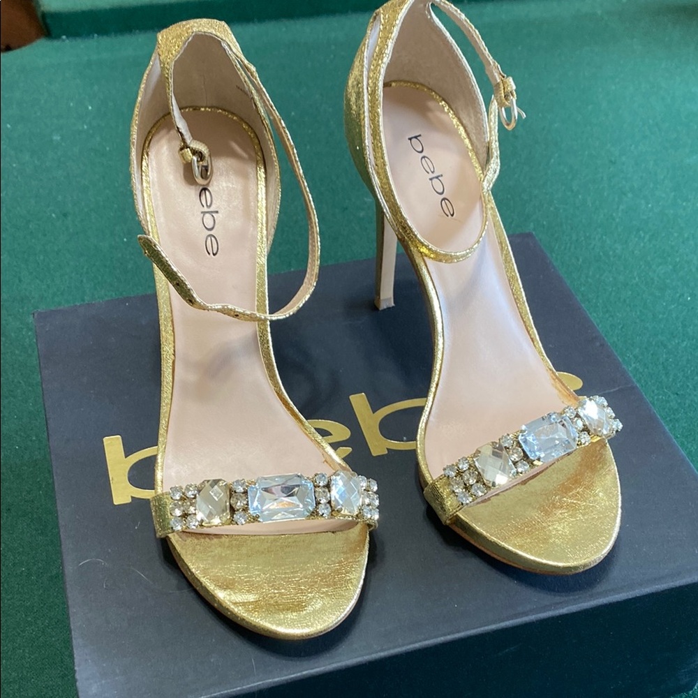 Bebe Gold with jewel detail heels style: Helgaa size 8